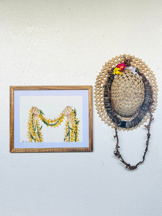 Tūtū, watercolor lei art 