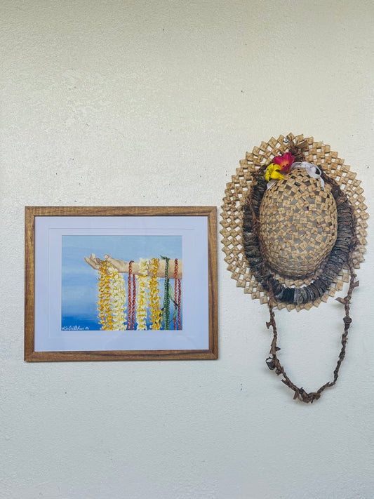 Original watercolor Hawai’i lei fine art lei line up